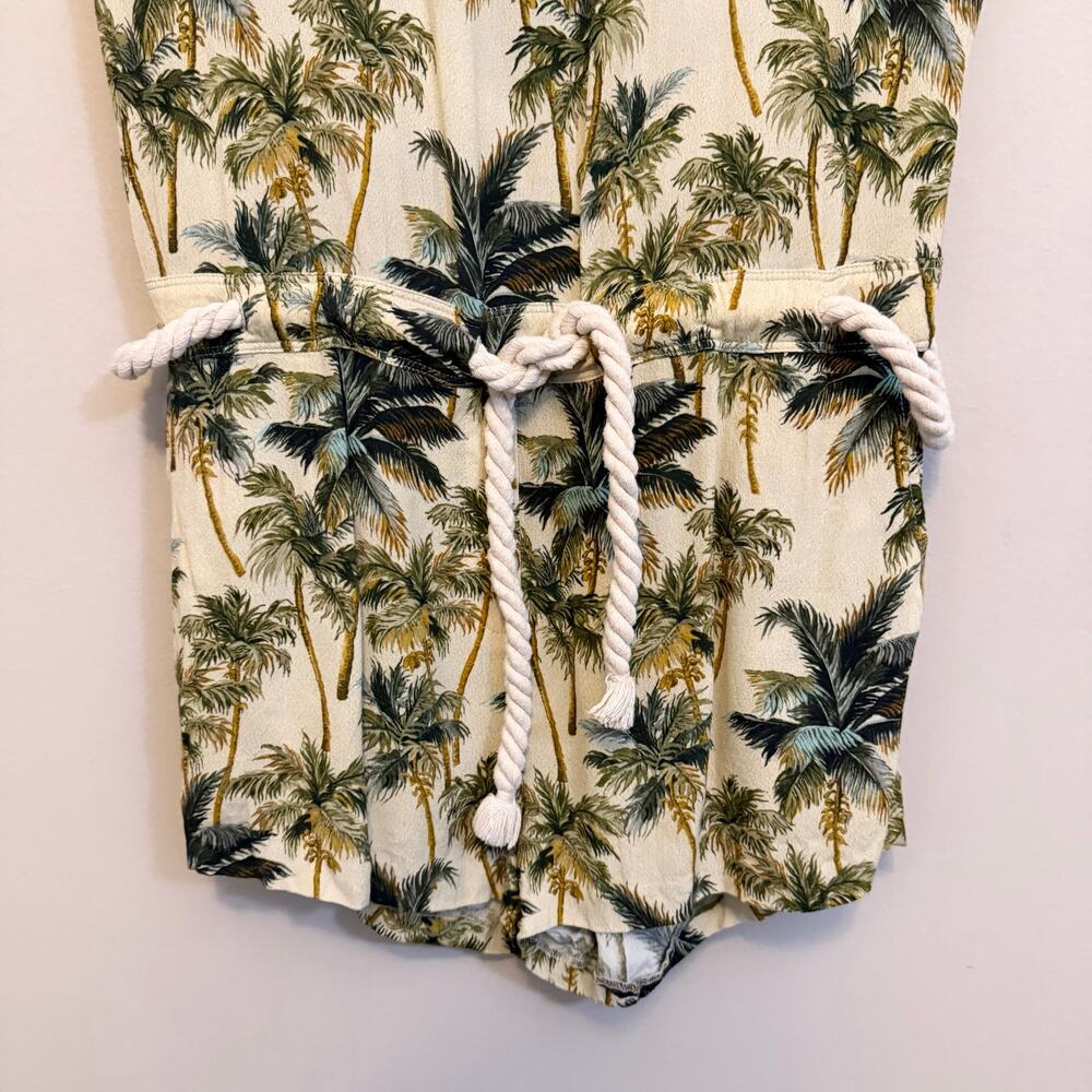 My Sunday Morning Romper M/L Green Beach Tropical Palm Tree Summer Vacation Boho - Picture 7 of 11
